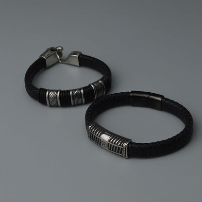 Men Jewelry MAEL Black Snake Charm Leather Bracelet Fashion Accessory for Men