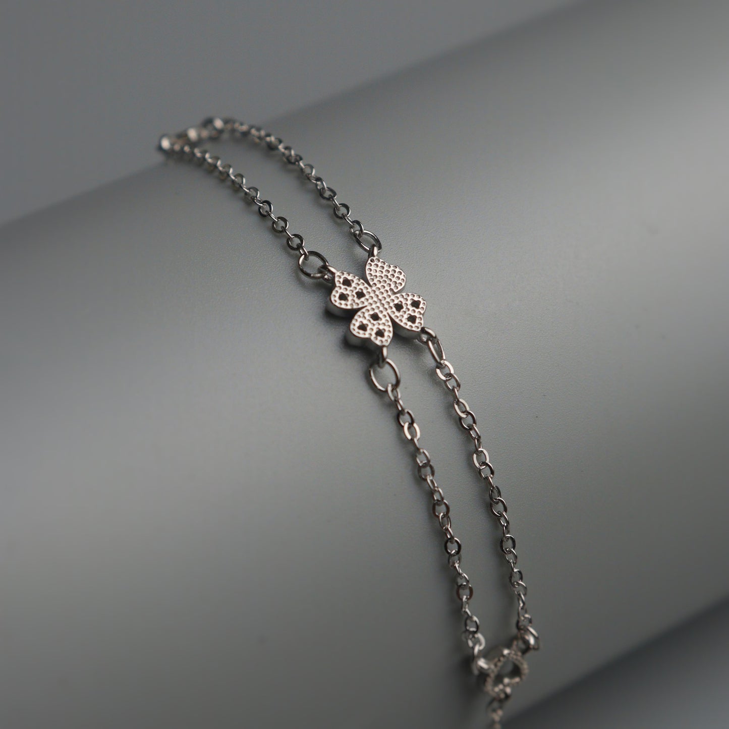 VIEN S925 Silver for Men Women Lucky Clover Hearts Bracelet