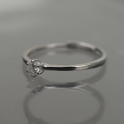 ELENA S925 Silver Embedded Russian Glass Stone Thin Adjustable Ring for Women