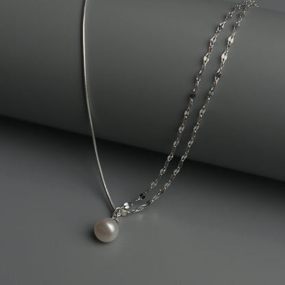 SORSHA S925 Silver Fresh Water Pearl Pendant Triple Dancing Necklace