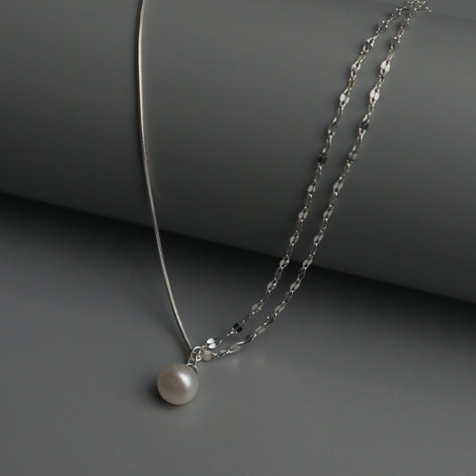 SORSHA S925 Silver Fresh Water Pearl Pendant Triple Dancing Necklace