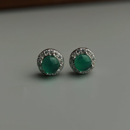 Pawnable Natural Chrysoprase Quartz Gemstone S925 Silver Stud Earrings with AGCL Certification
