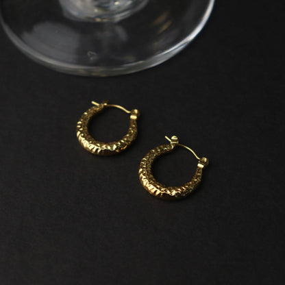 GARETT Gld/Silver Hammered Style Hoop Earrings