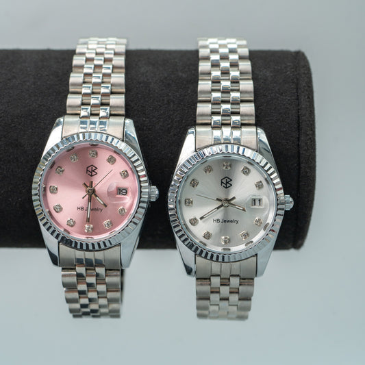 BLADE/BLATHEN Silver Rose Pink Dial Women’s Fashion Quartz Watch with Slim Strap