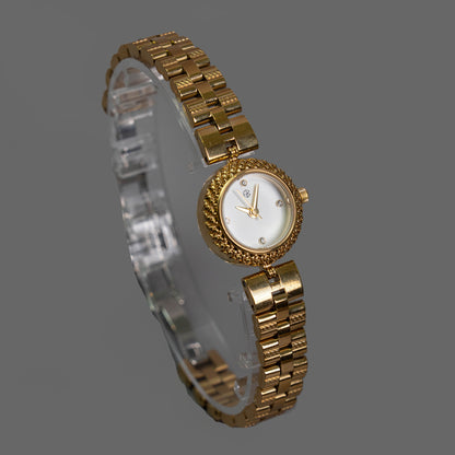 ZAVRI Gold Round White Dial Face Women's Minimalist Fashion Watch