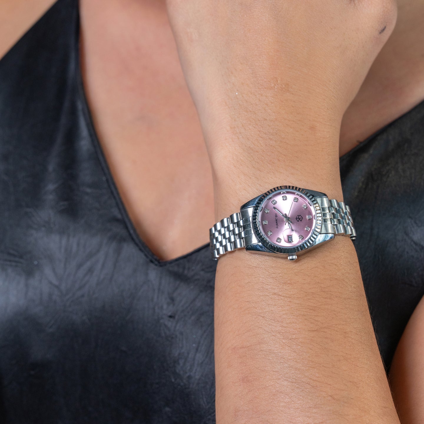 BLADE/BLATHEN Silver Rose Pink Dial Women’s Fashion Quartz Watch with Slim Strap