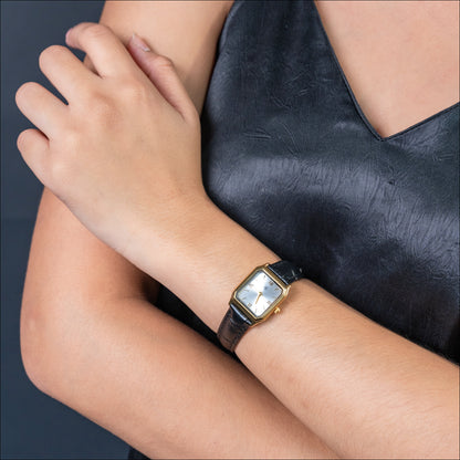OMARIS Octagon Sides Rectangle Women's Fashion Quartz Leather Watch
