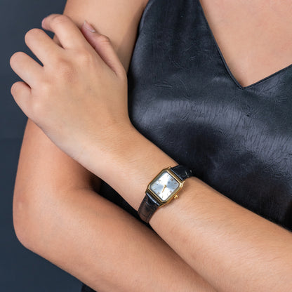 OMARIS Octagon Sides Rectangle Women's Fashion Quartz Leather Watch