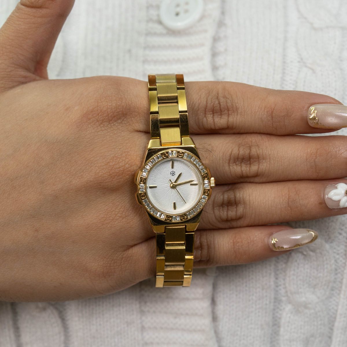 ZOVEN Round Face Glass Encrusted Bezel Watch Women's Minimalist Fashion Watch Quartz