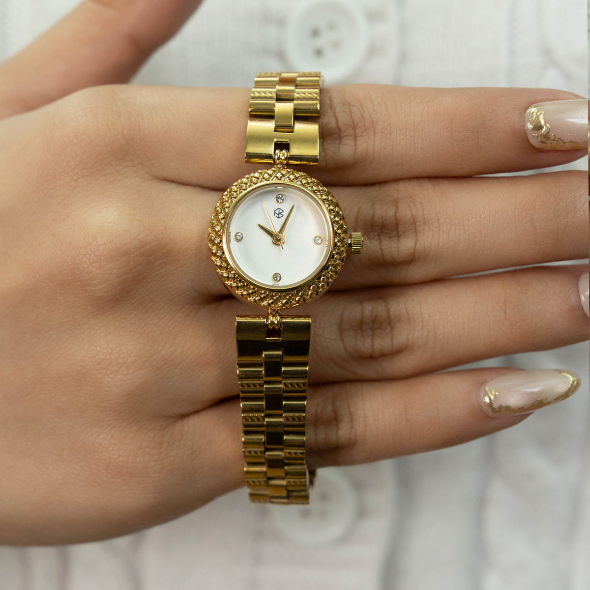 ZAVRI Gold Round White Dial Face Women's Minimalist Fashion Watch