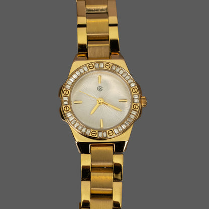 ZOVEN Round Face Glass Encrusted Bezel Watch Women's Minimalist Fashion Watch Quartz