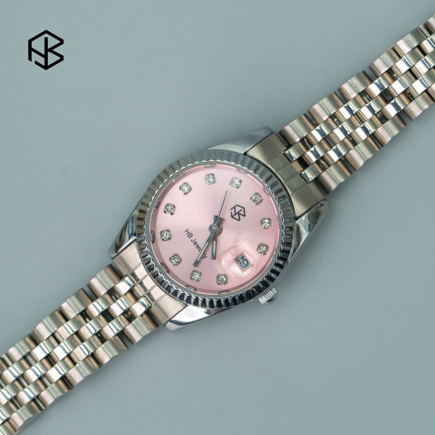 BLADE/BLATHEN Silver Rose Pink Dial Women’s Fashion Quartz Watch with Slim Strap