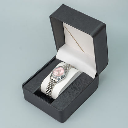 BLADE/BLATHEN Silver Rose Pink Dial Women’s Fashion Quartz Watch with Slim Strap