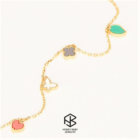 HEATHER Butterfly Heart-Shaped  Chain Anklet