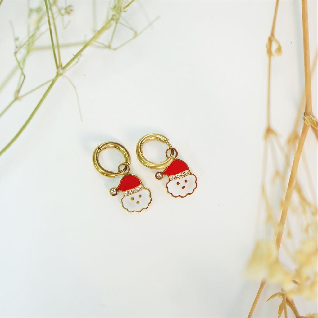 CHRISTMAS SANTA CLAUS Clip Earrings