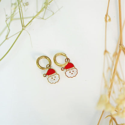 CHRISTMAS SANTA CLAUS Clip Earrings
