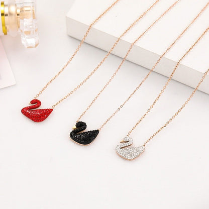 ALINA Rose Gold Plated Swan  Pendant Chain Necklace