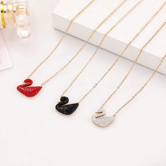 ALINA Rose Gold Plated Swan  Pendant Chain Necklace