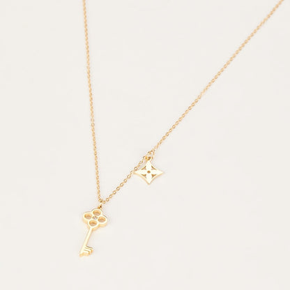MARICA Gold Plated Crown Key  Pendant Chain Necklace