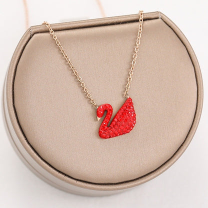 ALINA Rose Gold Plated Swan  Pendant Chain Necklace