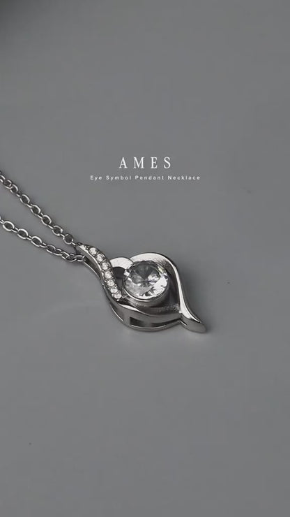 Silver AMES Song Symbol Eye of My Heart Pendant Choker Chain Necklace for Women