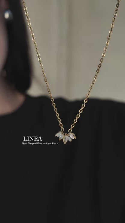 LINEA Small Curved Oval Shaped Pendant Chain Necklace For Women's