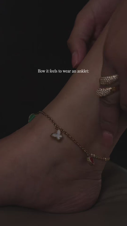 HEATHER Butterfly Heart-Shaped  Chain Anklet