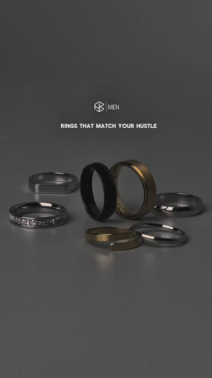 Men Jewelry NICKO Matte Black Diamond Cut Face Ring Fashion For Men's