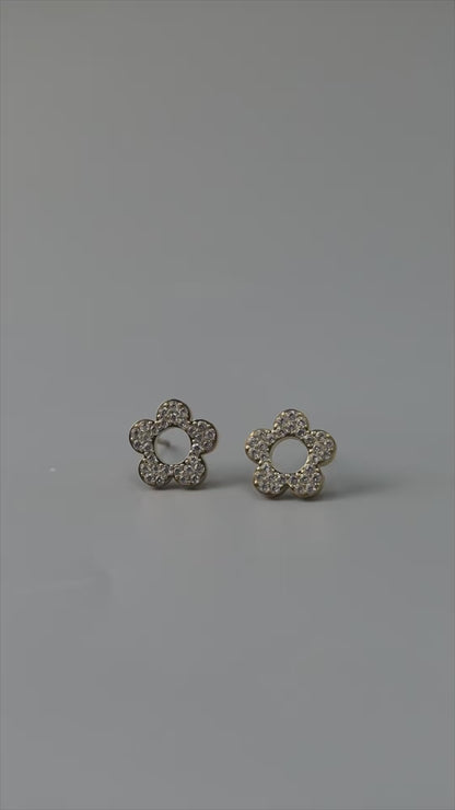 NICA Daisy Flower Embedded 10mm Stud Earrings for Women