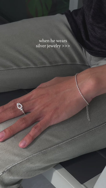 NASIR S925 Silver Lock Key Heart Bracelet