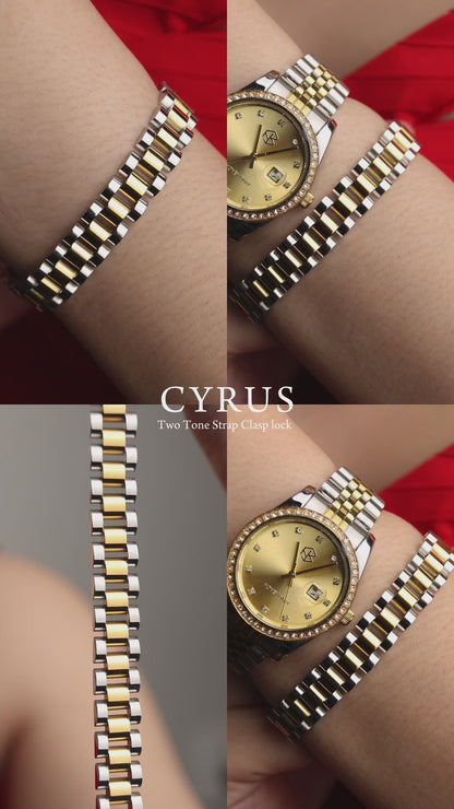 CYRUS Two Tone Strap Clasp Lock Bracelet