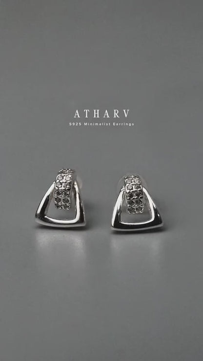 ATHARV S925 Silver Geometric Triangle Stud Earrings