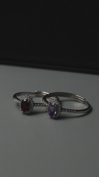 Silver Adjustable Ring RHODOLITE Garnet Gemstone Pawnable Women's Accessories with AGCL Certification
