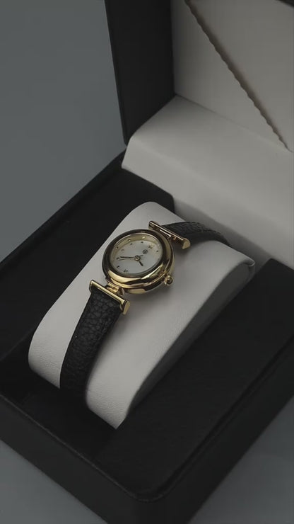 FORTIS Round Fashion Quartz Thin Leather Strap Women's Watch