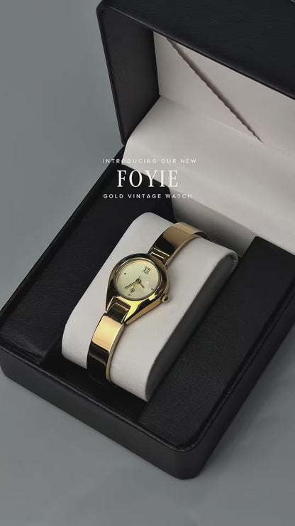 FOYIE Watch with White Round Case for Women's