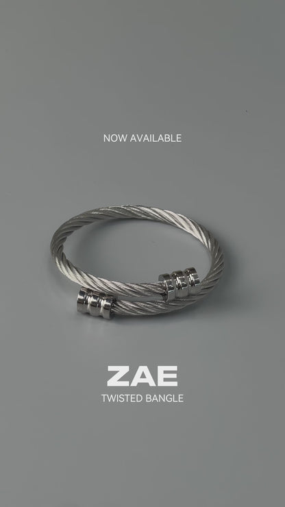ZAE Silver Twisted Flexible Bangle For Women Men Unisex