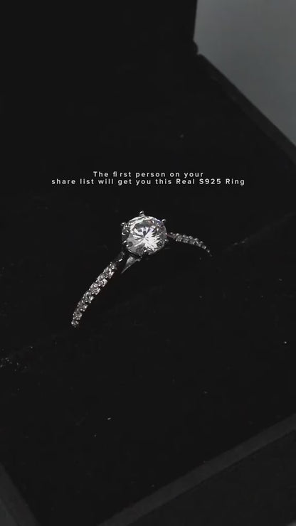 S925 Silver Versatile Shapes Embedded Adjustable Ring Women's