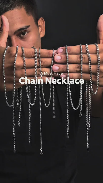 Men Jewelry RALEVIK Silver Twisted Chain Necklace For Men's