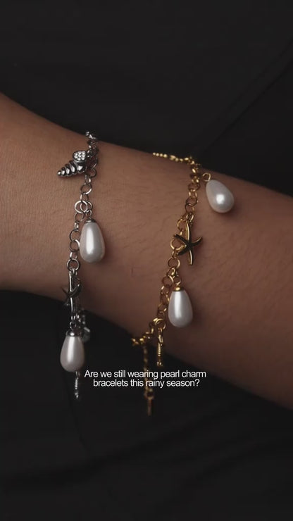 CAMAYA Gld/Silver Synthetic Pearl Summer Bracelet for Women