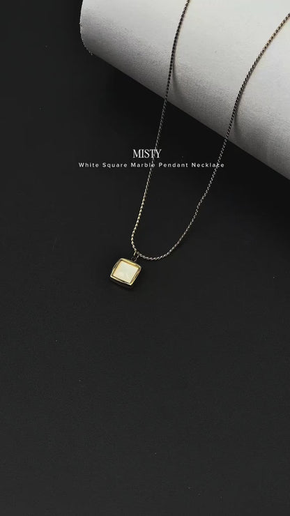 MISTY White Square Pendant Necklace for Women