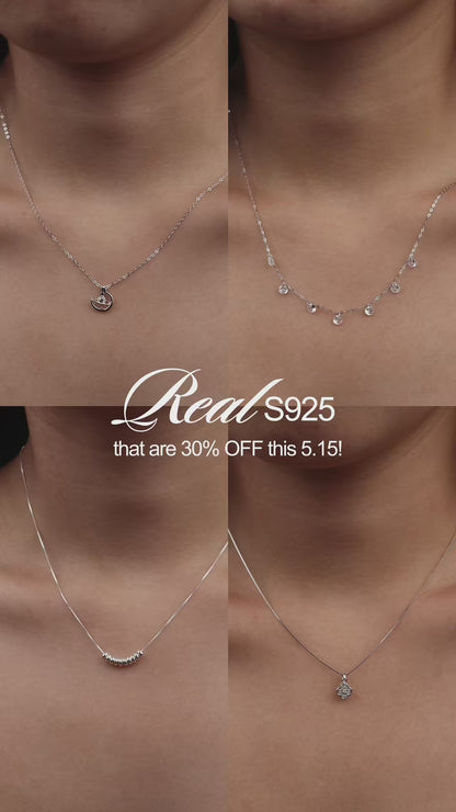 DRISELE S925 Silver Little Stars Dangling Pendant Chain Necklace for Women
