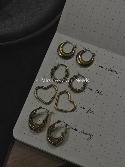 GARETT Gld/Silver Hammered Style Hoop Earrings