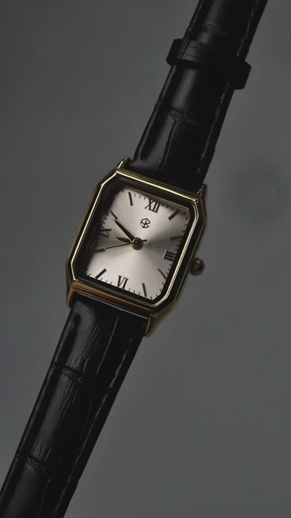 OMARIS Octagon Sides Rectangle Women's Fashion Quartz Leather Watch