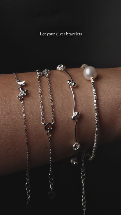 ZOSIA S925 Silver for Men Women Irregular Square Bracelet