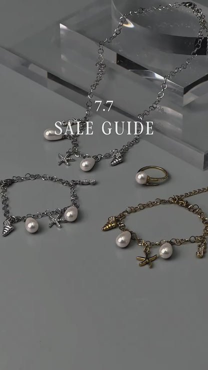 CAMAYA Gld/Silver Synthetic Pearl Summer Bracelet for Women