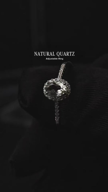 Silver Adjustable Ring Quartz Colourless Gemstone Pawnable Women's Accessories with AGCL Certification