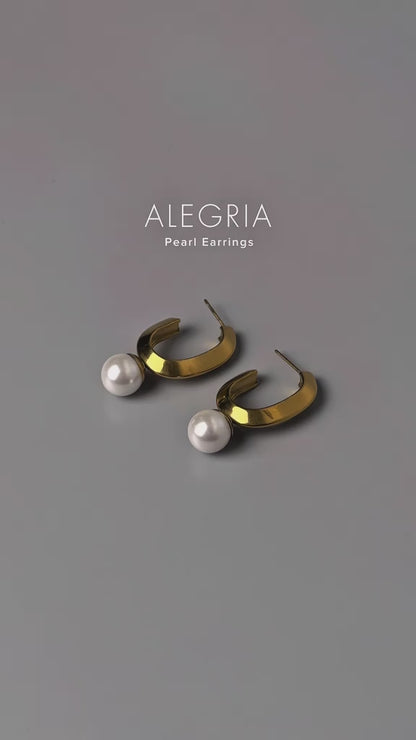ALEGRIA Synthetic Pearl Big J Drop Earrings For Women's