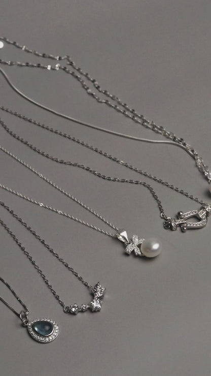 SORSHA S925 Silver Fresh Water Pearl Pendant Triple Dancing Necklace