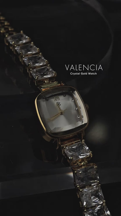 VALENCIA Square Case Fashion Quartz Thin Crystal Glass Band Strap Watches