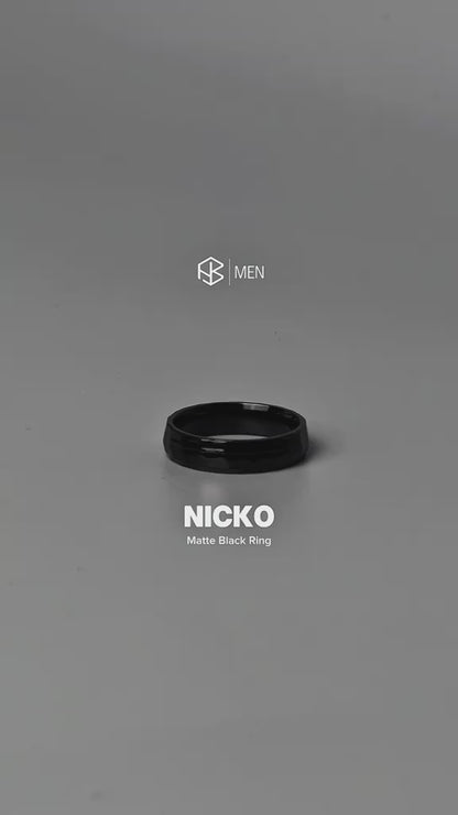 Men Jewelry NICKO Matte Black Diamond Cut Face Ring Fashion For Men's